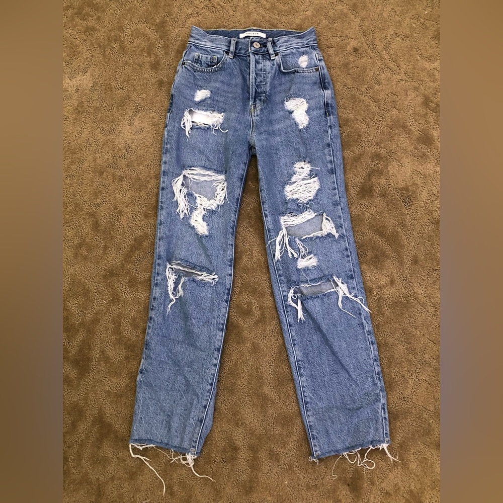 Pacsun High Rise straight boyfriend jeans extra ripped